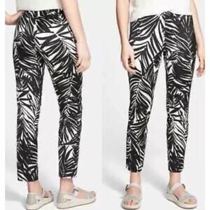 Lafayette 148 Stanton Size 6 Palm Leaf Black and White Ankle Pants Stretch